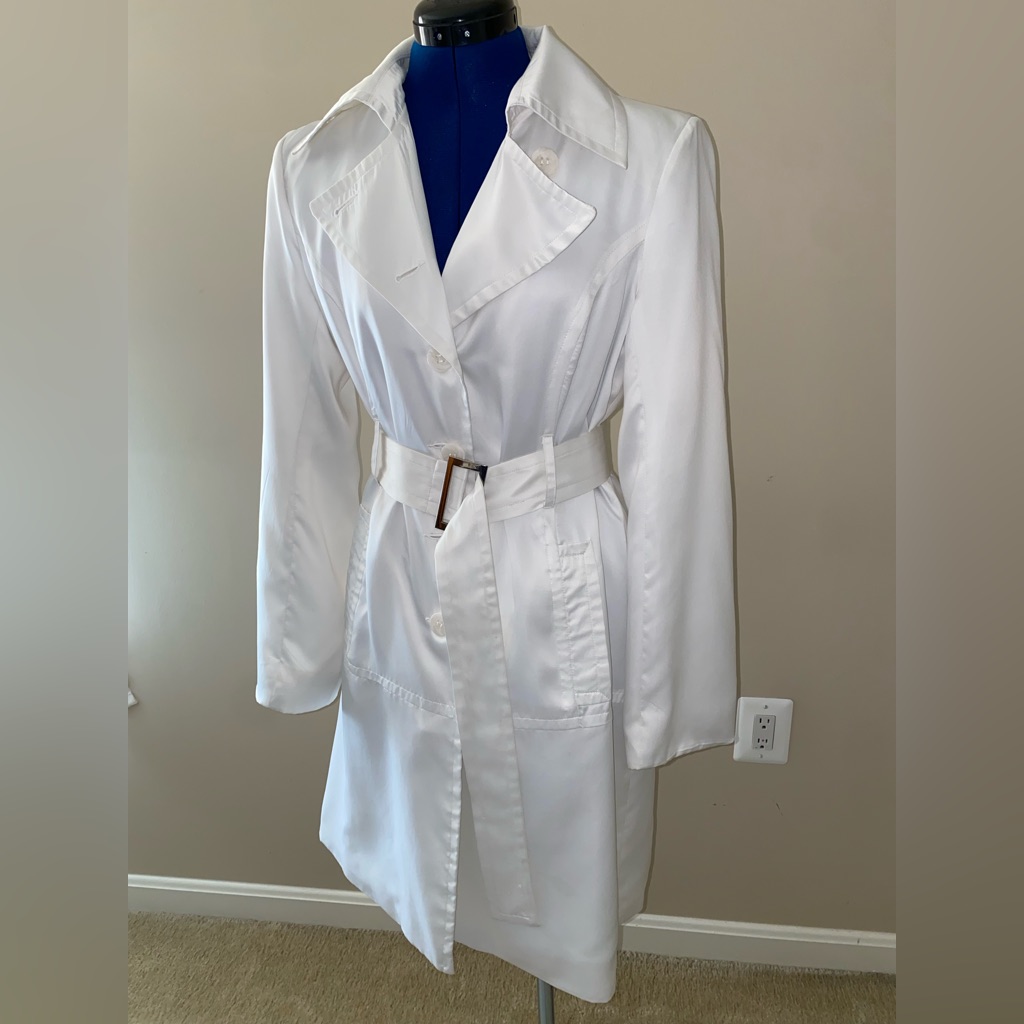 White Trench Coat With Belt